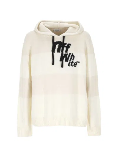 Off-white Striped Hoodie In Neutral