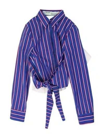 Pre-owned Off-white Striped Long Sleeve Button-up Top In Blue