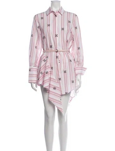 Pre-owned Off-white Striped Mini Dress In Pink