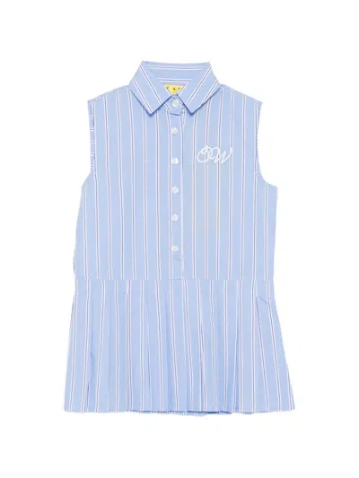 Off-white Kids' Cotton Stripe Arrows Dress In Blue