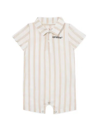 Off-white Babies' Striped Romper In Neutral