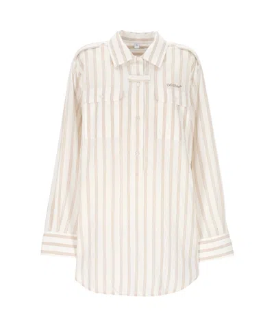 Off-white Striped Shirt Dress