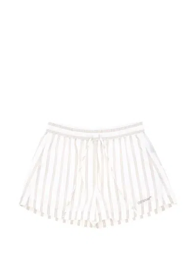 Off-white Striped Shorts In White