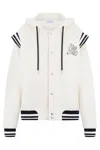 Off-white Striped-trim Cotton Bomber Jacket In White