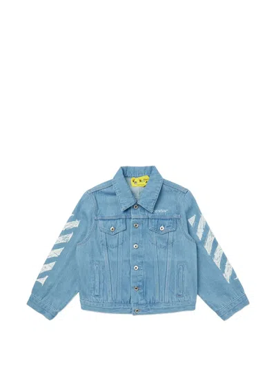 Off-white Kids' Stripes Denim Jacket In Blue