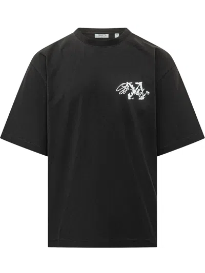 Off-white Stroke Arrow Short Sleeve T-shirt In Black