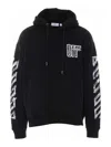 Off-white Motion Arrow Skate Black Cotton Hoodie With Distinctive Graphic Prints In Negro