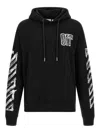 Off-white Motion Arrow Skate Black Cotton Hoodie With Distinctive Graphic Prints In Negro
