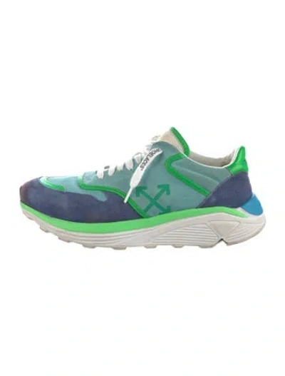 Pre-owned Off-white Suede Colorblock Pattern Athletic Sneakers In Blue