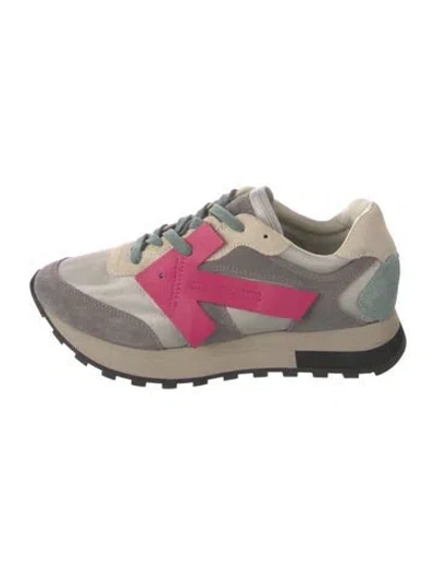 Pre-owned Off-white Suede Graphic Print Athletic Sneakers In Grey
