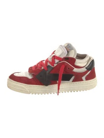 Pre-owned Off-white Suede Graphic Print Sneakers In Red
