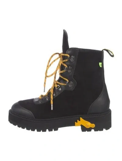 Pre-owned Off-white Suede Hiking Boots In Black