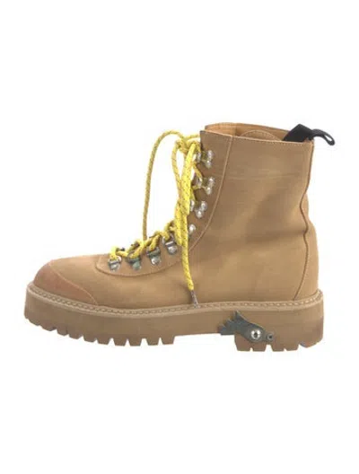 Pre-owned Off-white Suede Hiking Boots In Brown
