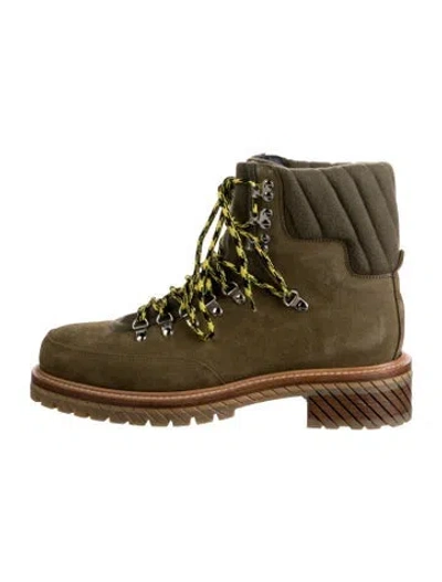 Pre-owned Off-white Suede Hiking Boots In Gold/green