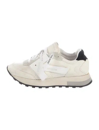 Pre-owned Off-white Suede Leather Trim Embellishment Athletic Sneakers In Neutrals