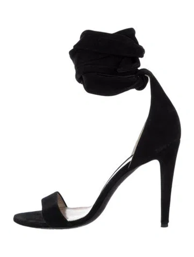 Pre-owned Off-white Suede Sandals In Black
