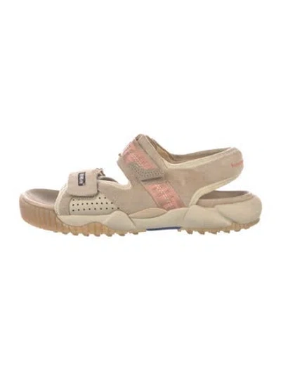 Pre-owned Off-white Suede Sandals In Neutrals/pink