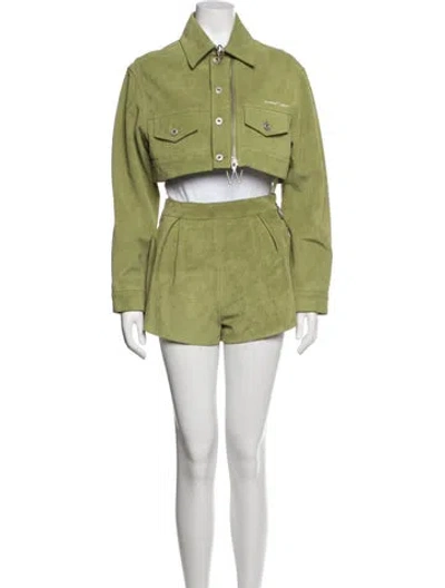Pre-owned Off-white Suede Short Set In Green