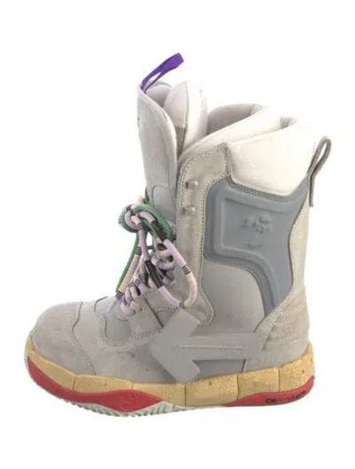 Pre-owned Off-white Suede Snow Boots In Silver