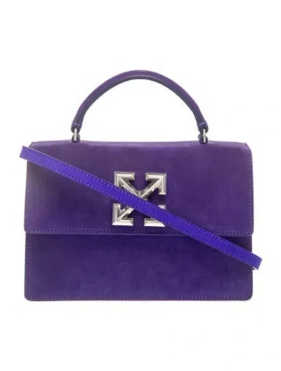 Pre-owned Off-white Suede Top Handle Bag In Purple