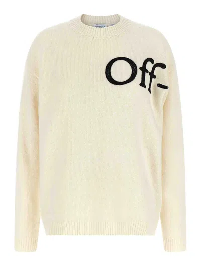 Off-white Logo-embroidered Wool Nylon Sweater In Neutral