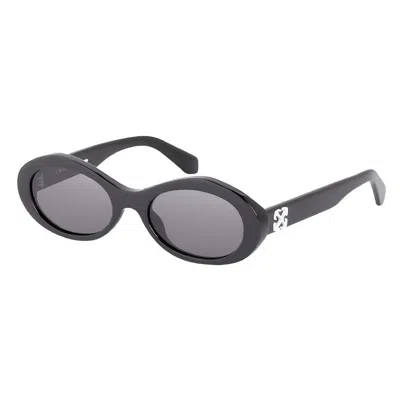 Off-white Sunglasses Oval Full Rim, Havana Frame And Dark Grey Lens Oeri13gedison6007 In Gold