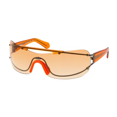 Off-white Ladies Black Shield Sunglasses Oeri103bigwharf 7720 In Brown