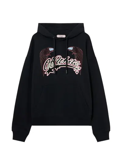 Off-white Swarovski Double Eagle Hoodie In Blue
