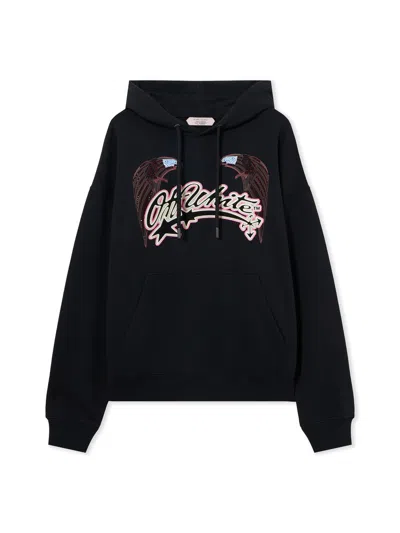 Off-white Swarovski Double Eagle Skate Hoodie In Black