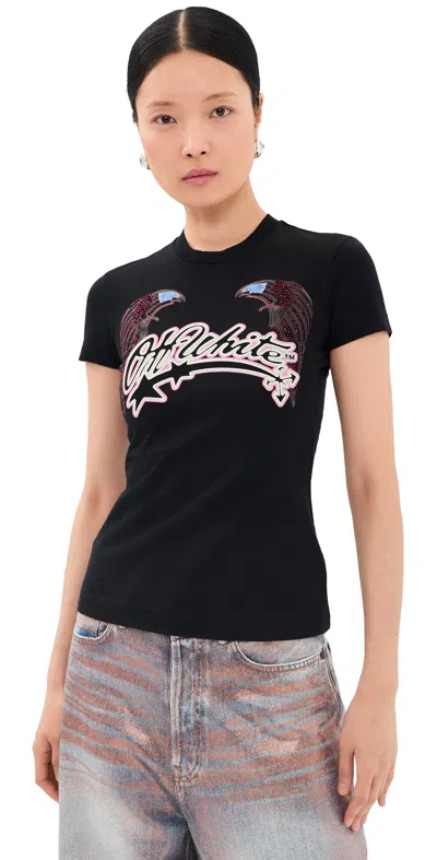 Off-white Swarovski Double Eagle Slim Tee Black