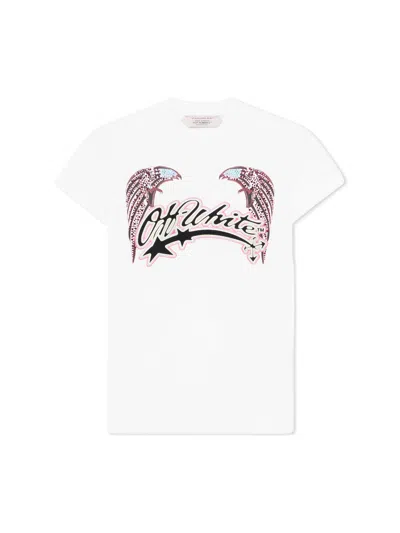 Off-white X Swarovski Crystal-embellished Graphic-print T-shirt In White