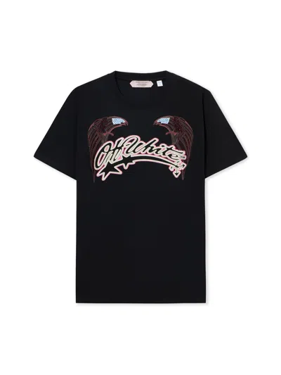 Off-white Swarovski Double Eagle Slim T-shirt In Black