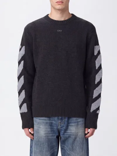 Off-white Sweater Men Color Charcoal In Black