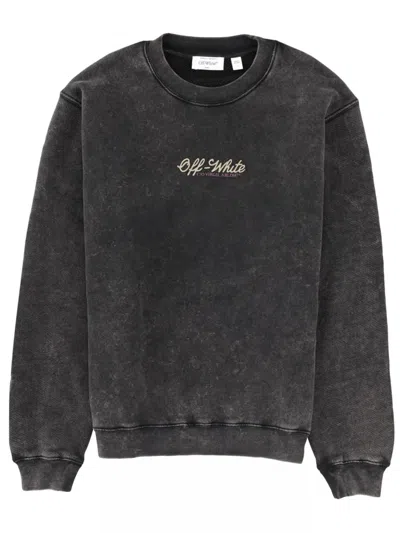 Off-white Print Cotton Sweatshirt In Black
