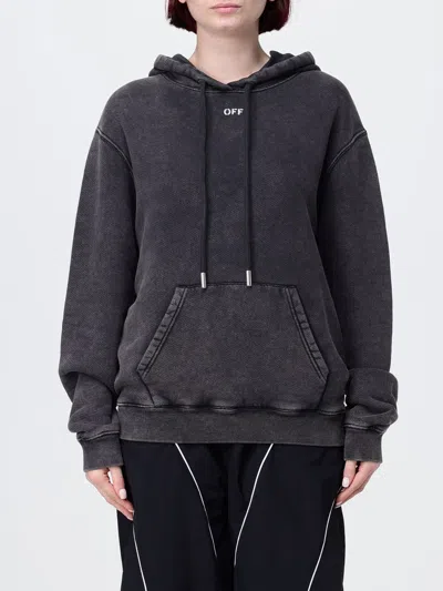 Off-white Logo Printed Drawstring Hoodie In Gray