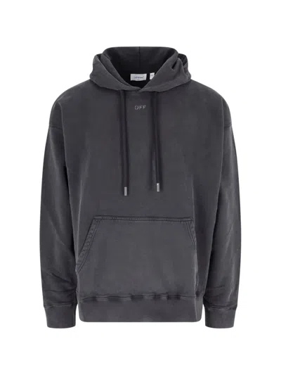 Off-white Swimming Face Black Hooded Cotton Sweatshirt
