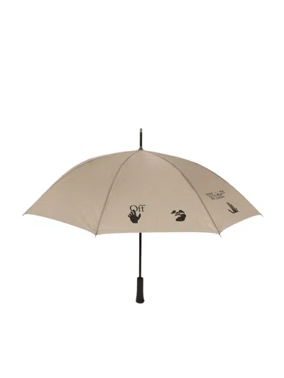 Off-white Swimming Man Logo Long Umbrella In Brown