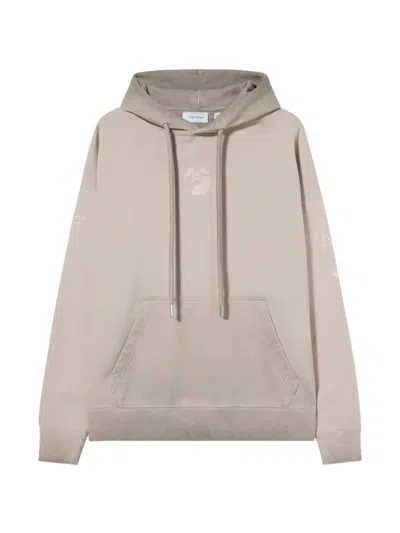 Off-white Women Light Pink Logo Hood Sweatshirt In Brown