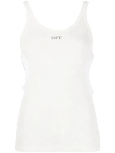 Off-white Swiss Cheese Cut-out Ribbed Tank Top In White