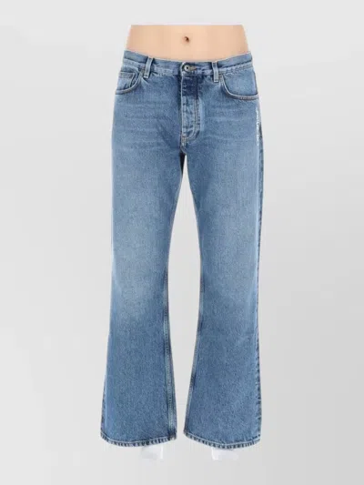 Off-white Tailored Pants Contrast Stitching Belt Loops Pockets In Blue