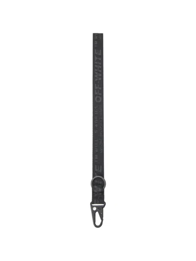Off-white Tape-logo Key Holder In Black