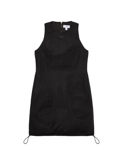 Off-white Tech Taffeta Pocket Mini Dress In Green