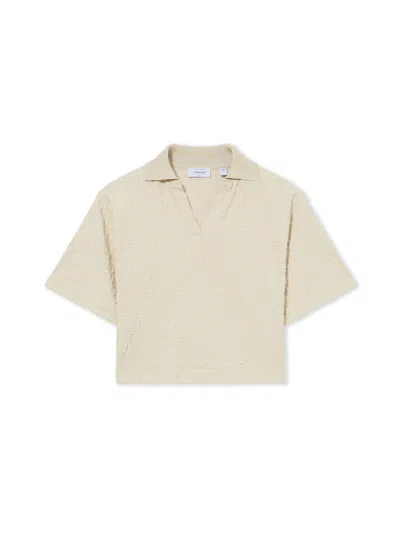Off-white Terry Off Crop Polo In Beige-no Color