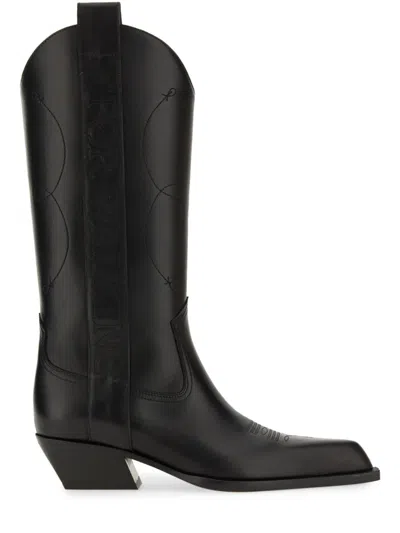 Off-white Leather Western-style Boot In Black
