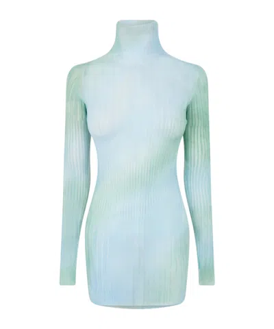Off-white Tie Dye Long Sleeve Mini Dress In Blue