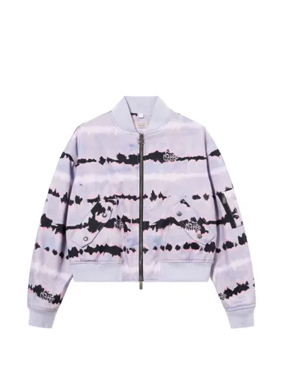 Off-white Tie-dye Cropped Bomber Jacket In Purple