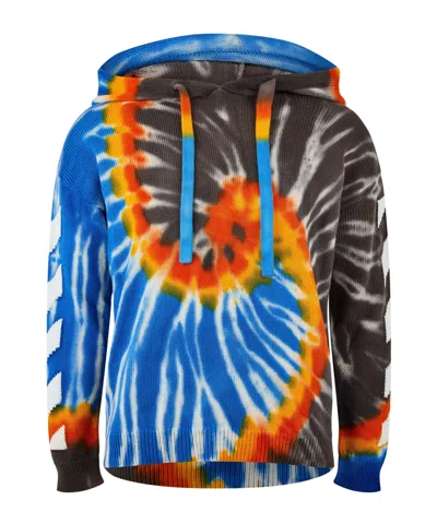 Off-white Tie Dye Knit Cotton Blend Hoodie In Multi