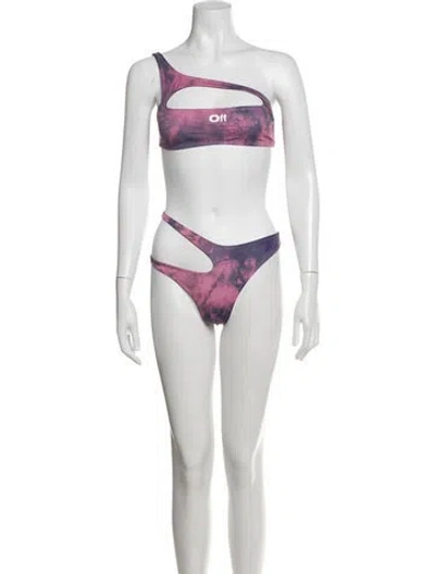 Pre-owned Off-white Tie-dye Print Bikini In Pink/purple