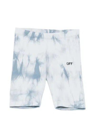 Off-white Kids' Tie-dye Ribbed Shorts In Blue