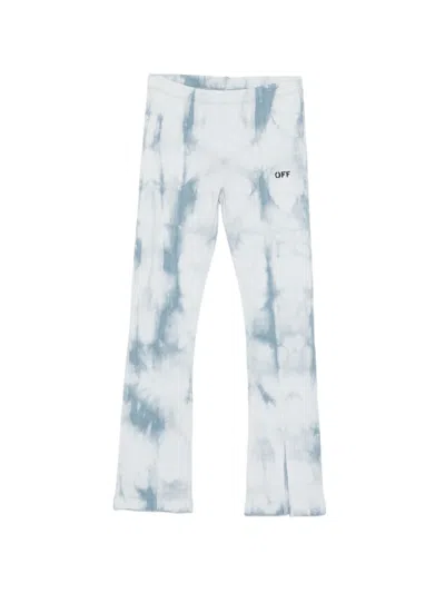 Off-white Kids' Tie-dye Ribbed Trousers In Blue